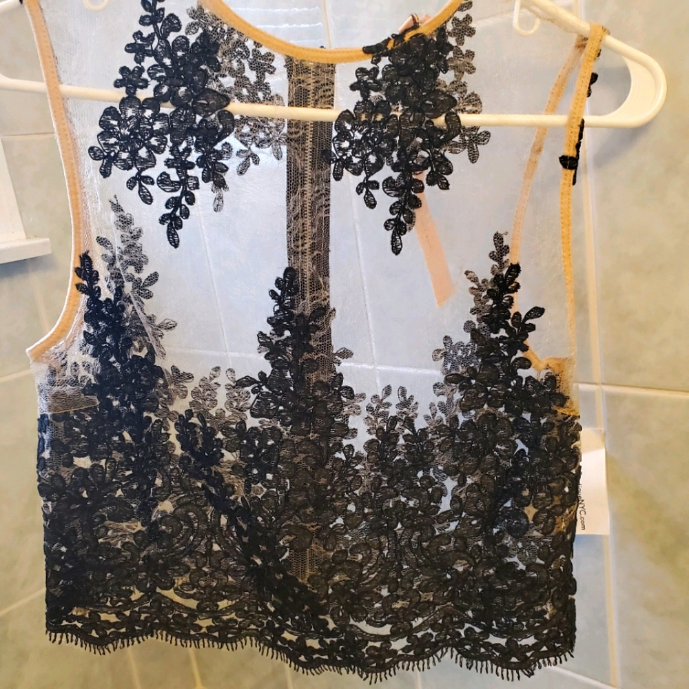 Cropped Sheer Sleeveless Vest